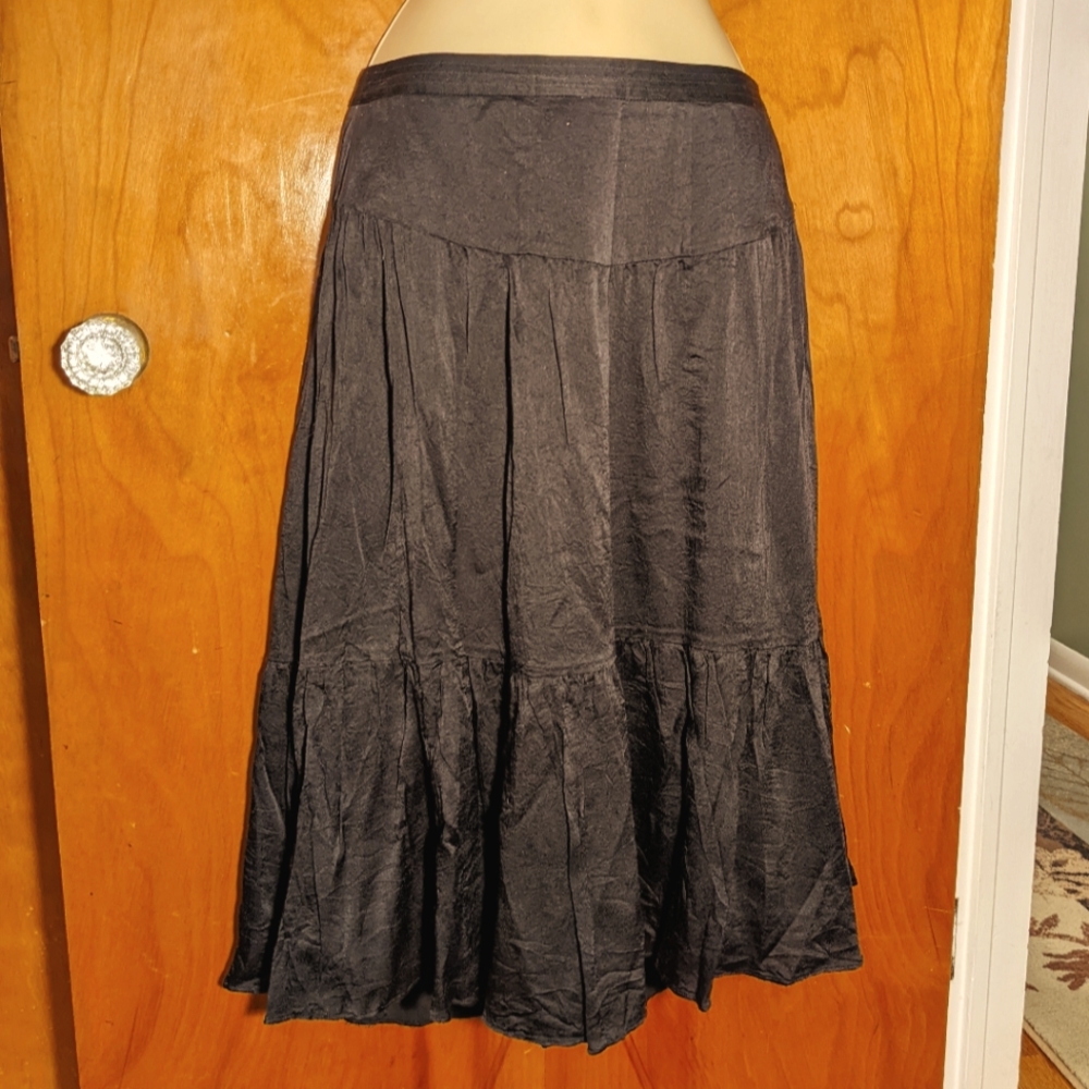 BR chocolate silk tiered skirt